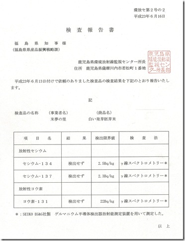 発芽米放射線測定